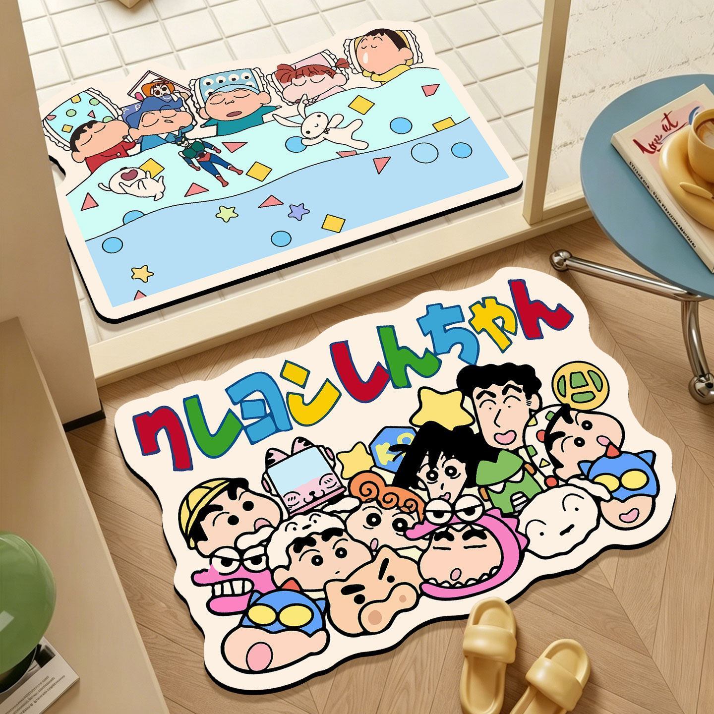 Home Bathroom Floor Mats - Crayon Shin-chan Unregelmäßige Badematte, Cartoon-Absorbierende Rutschfeste