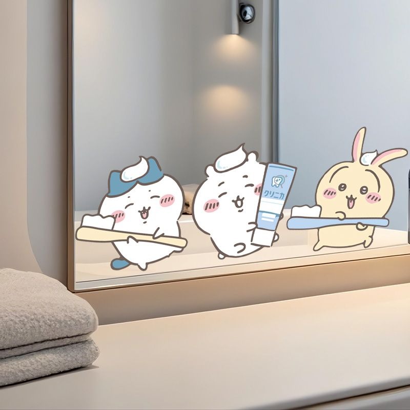 Tiny Home Bathroom Kit - Heiße Chiikawa Spiegelaufkleber – Stark haftend,