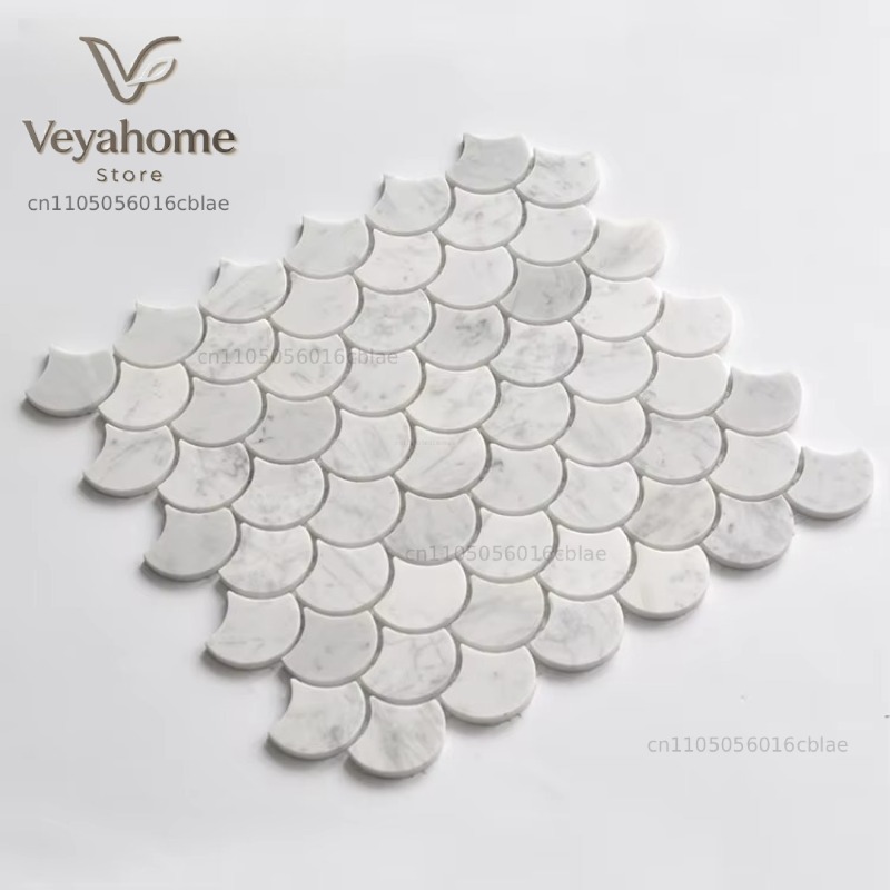 Home Bathroom Tiles - Fischschuppen-Marmor-Mosaikfliesen für Bad und Küche -