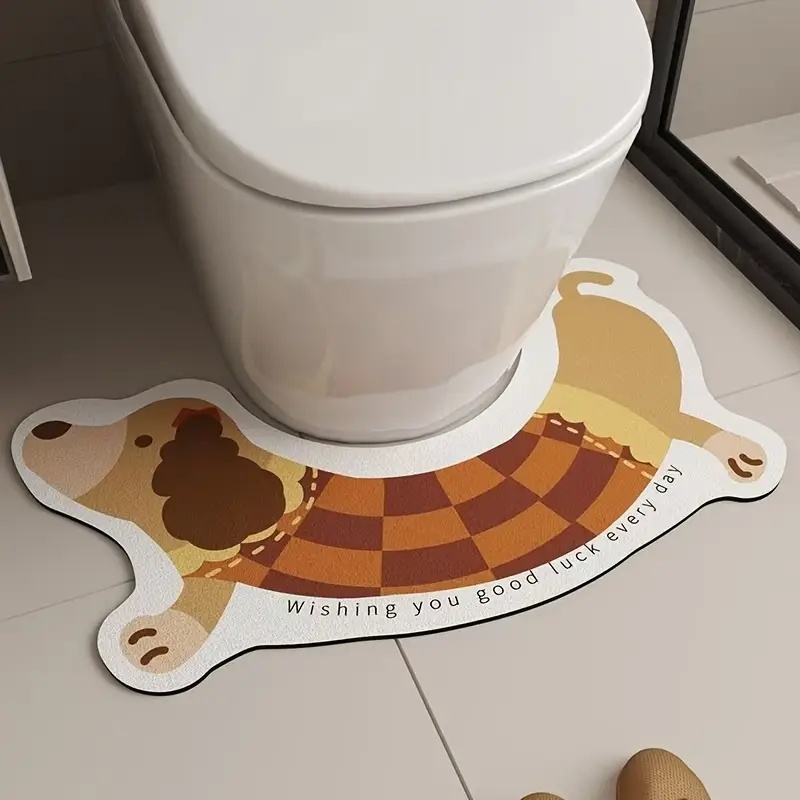 Zara Home Bathroom Rug - VIKAMA Dackel-Toilettenmatte, niedlicher, hundeförmiger, wasserdichter, rutschfester