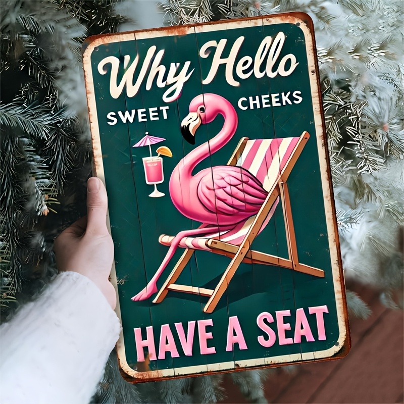 Home Bathroom Wall Art - Raumdekoration Flamingo Metallschild, 7,8x11,8 Zoll, Originelle