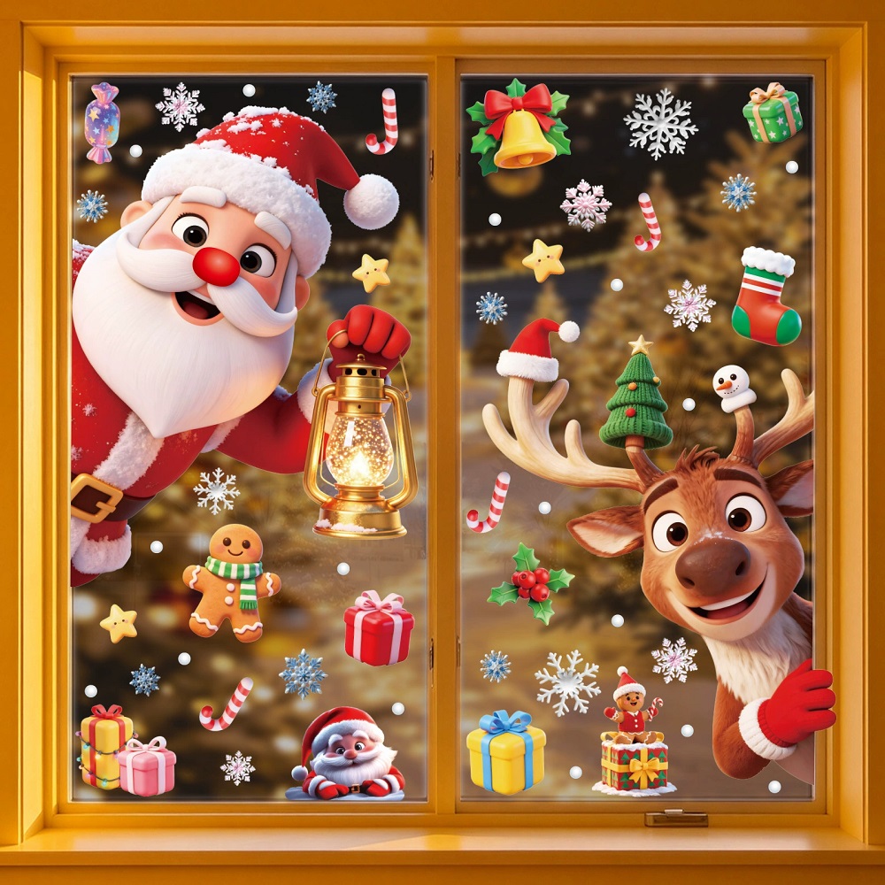 Home Bathroom Window - Schneemann Weihnachtsmann Weihnachts-Fenstersticker Dekoration für Zuhause