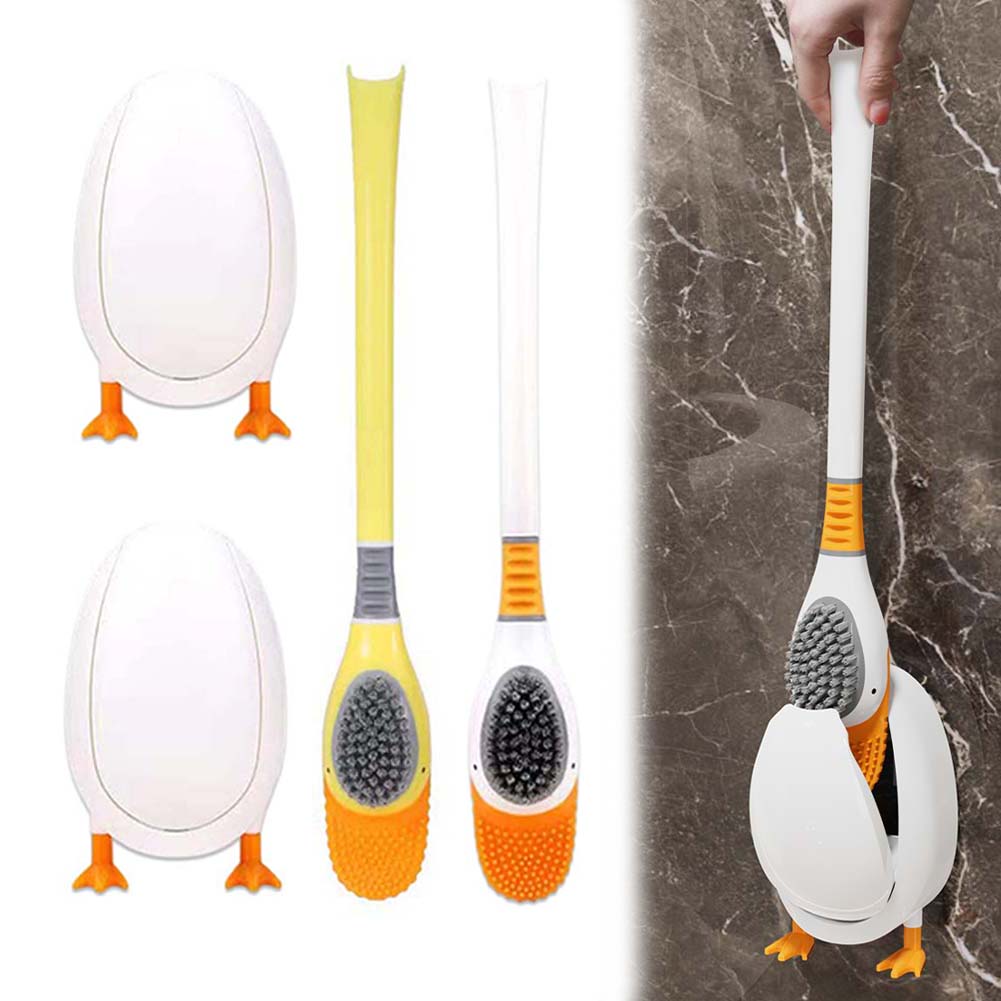 Home Bathroom Cleaning - 1 Stück Silikon-Toilettenbürste mit Halter, 360°