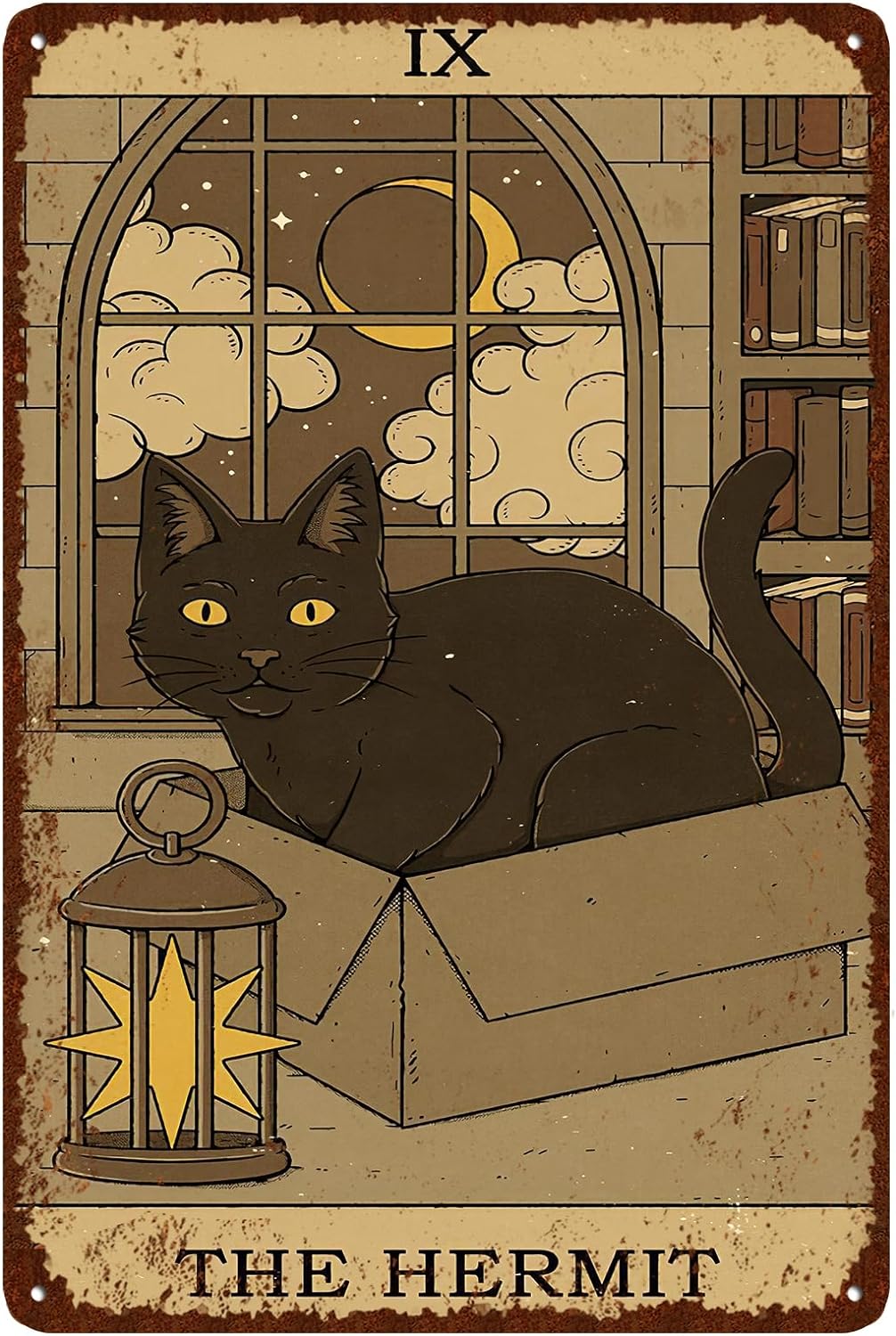 Home Bathroom Wall Art - Vintage Katzen-Blechschild Retro Tarotkarte Metallschild Poster