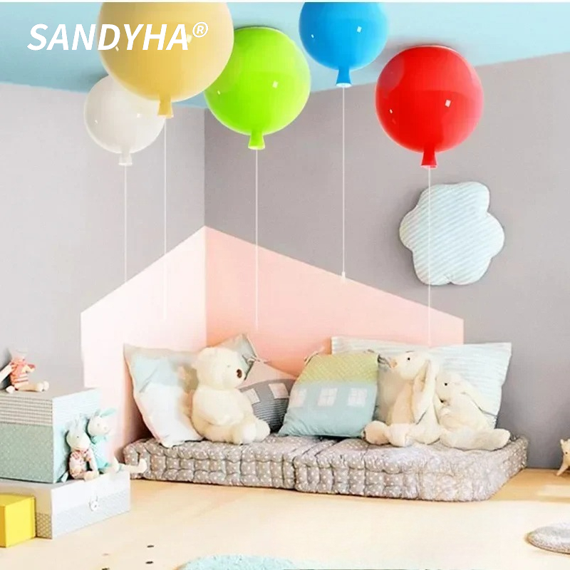 Home Bathroom Colors - SANDYHA Bunter Ballon-LED-Kronleuchter, moderne Deckenleuchte, Kinderzimmer,