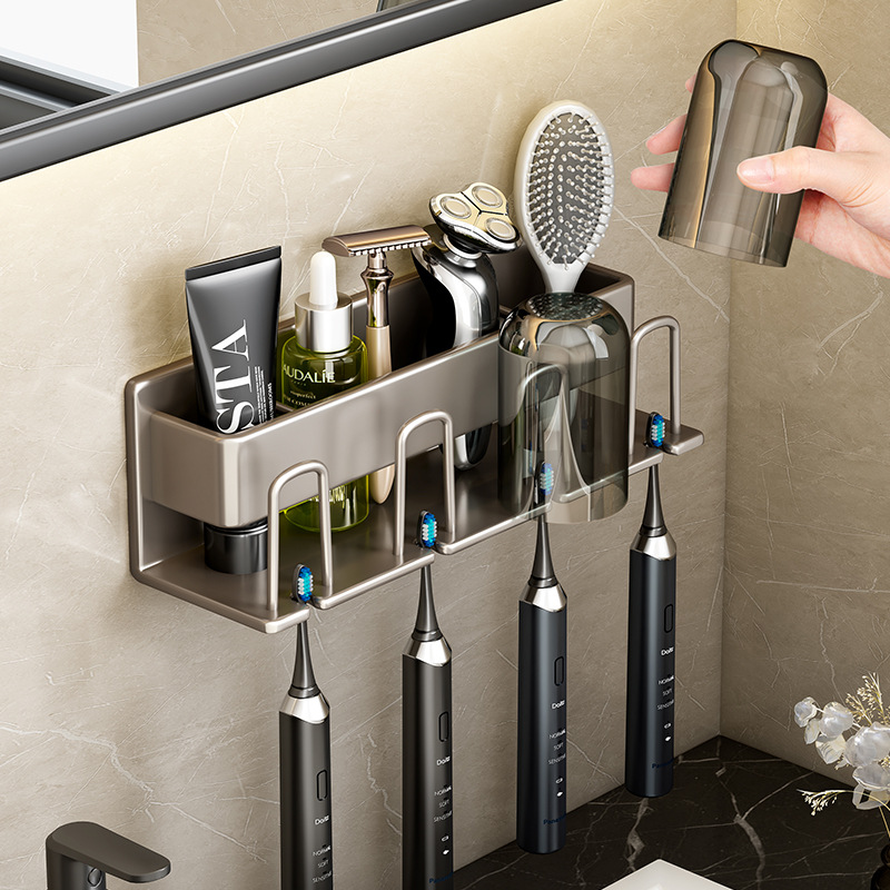 Tiny Home Bathroom Kit - Badezimmerregale Wandmontage Zahnbürstenhalter Zahnpastahalter Aufbewahrungsregal Toilettenartikel-Organizer