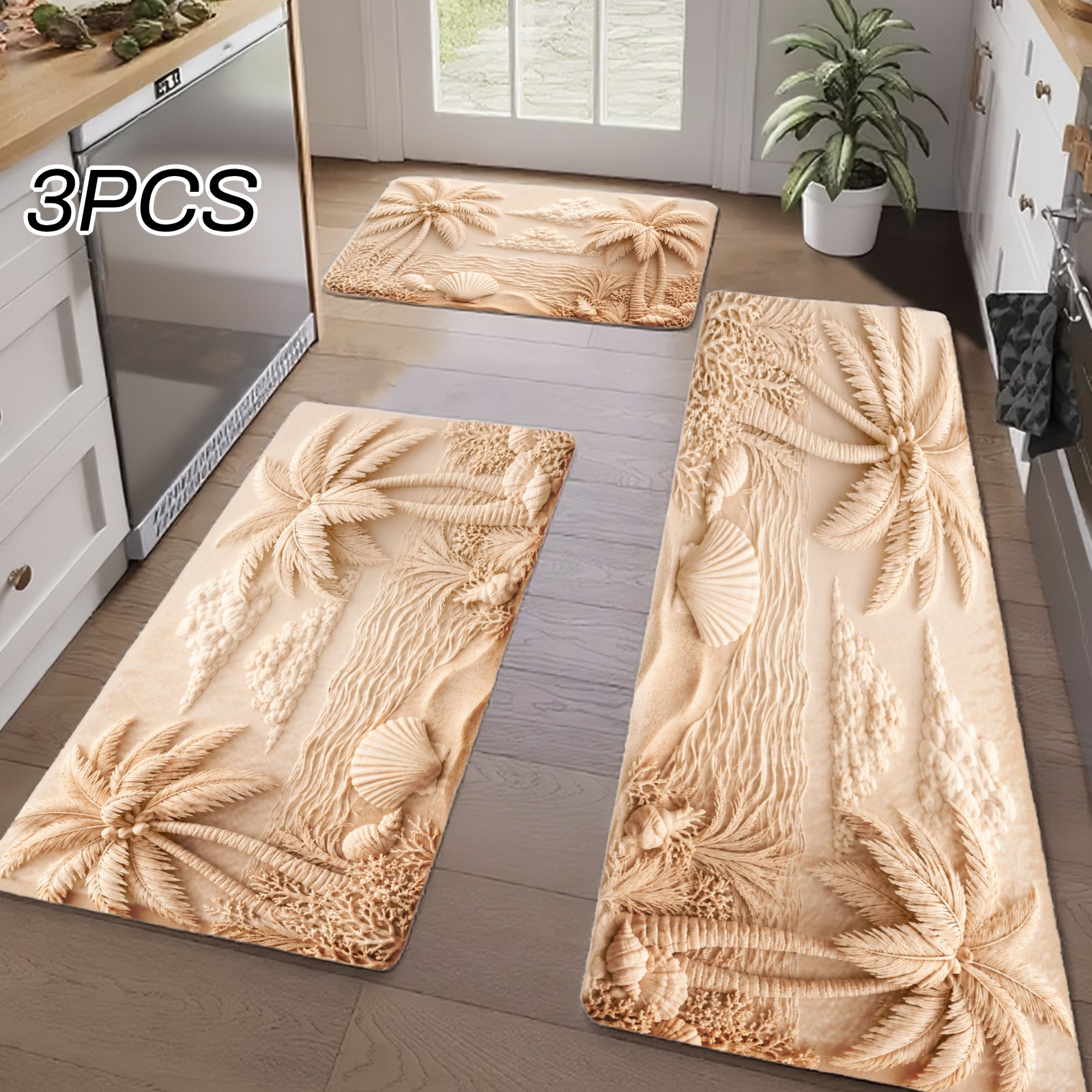 Home Bathroom Colors - 3-teiliges Küchen-Teppich-Set, Heimdekoration für Haustür, Küche,