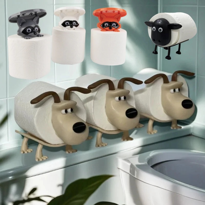 Tiny Home Bathroom Kit - Lustiger Hund, Waschbär, Schaf, Toilettenpapierhalter, Heimdekoration,