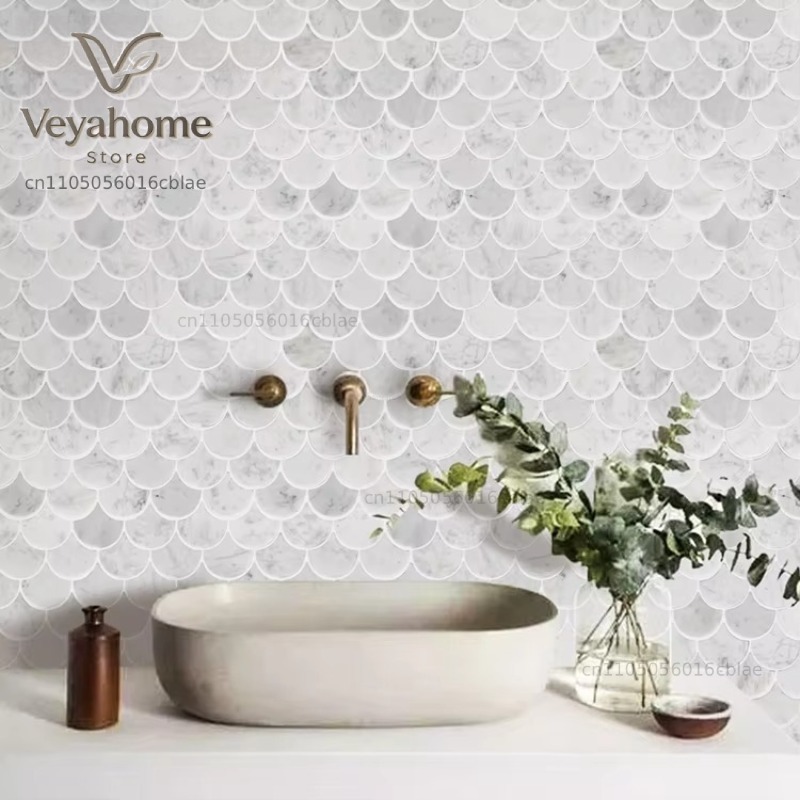 Fischschuppen-Marmor-Mosaikfli – Home Bathroom Tiles Bewertung und Preis