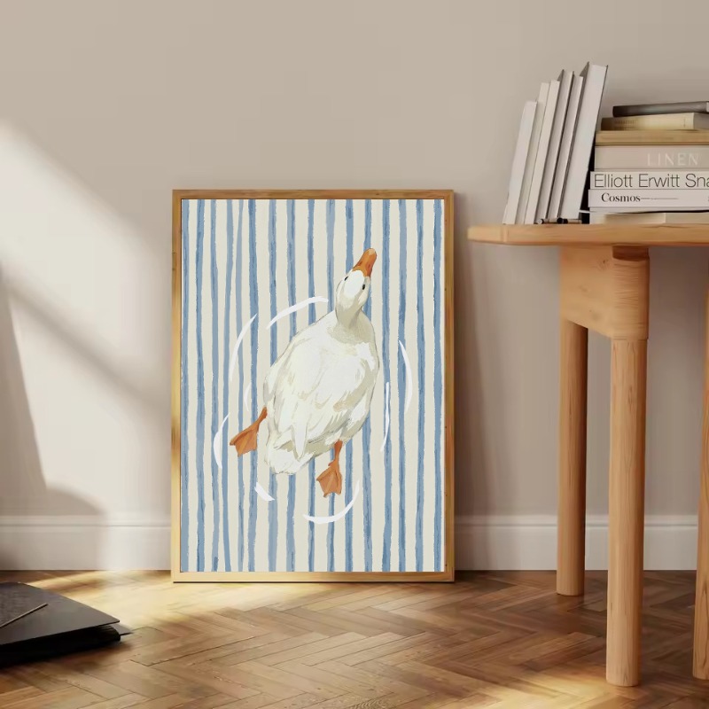 Retro Blau Gestreifter Verspie – Home Bathroom Wall Art Bewertung und Preis