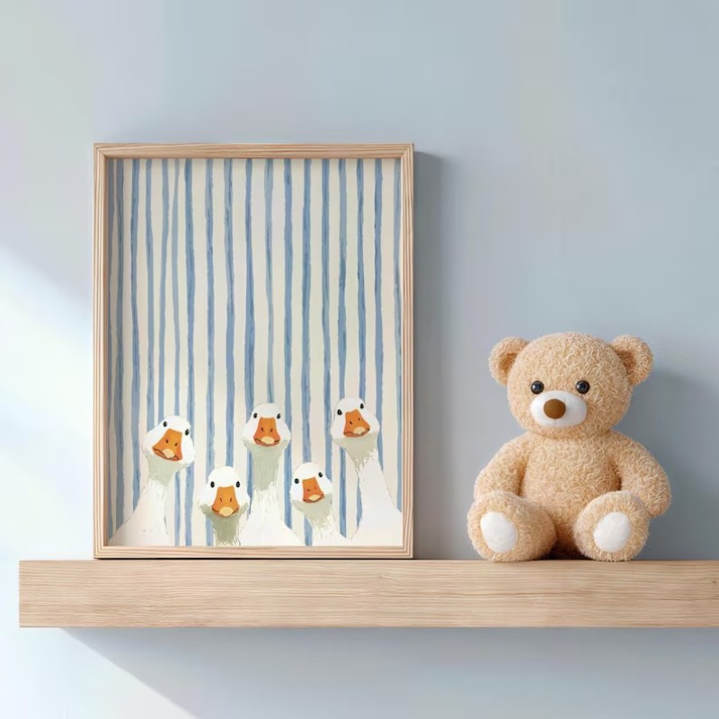 Retro Blau Gestreifter Verspie – Home Bathroom Wall Art Bewertung und Preis
