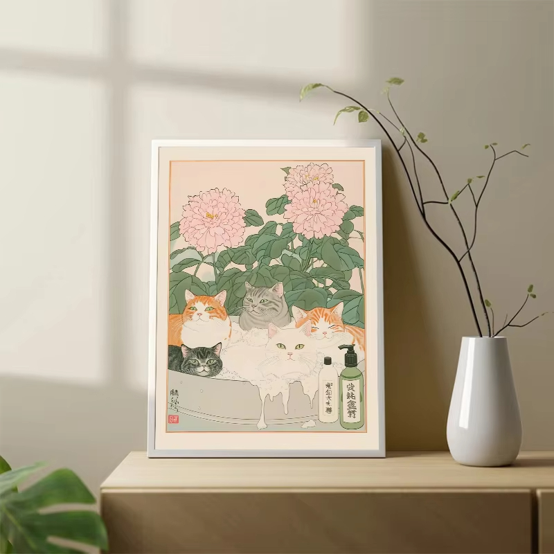 Rahmenloses Poster „Katze in d – Home Bathroom Wall Art Bewertung und Preis